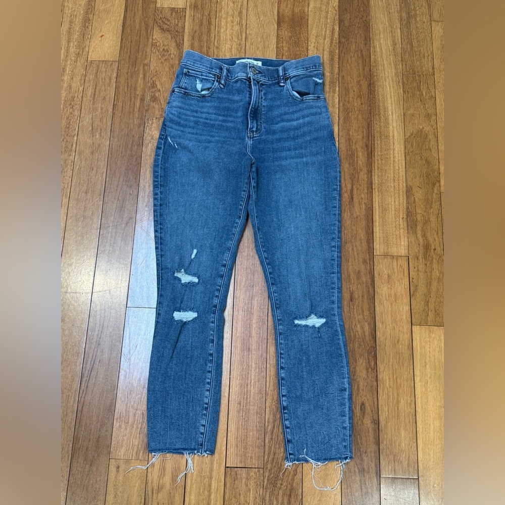 Abercrombie & Fitch Super Skinny Ankle High Rise Jeans 29 Regular Distressed - Picture 2 of 11